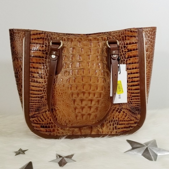 SOLD Brahmin Medium Lena Tote Toasted Almond Hayes - Picture 2 of 7